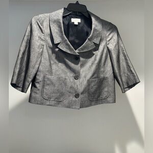 LOFT Women's Gray Cropped Linen Blend Jacket Size 8